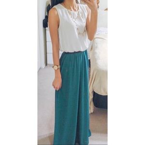Colorblock Maxi Dress Green White XS
